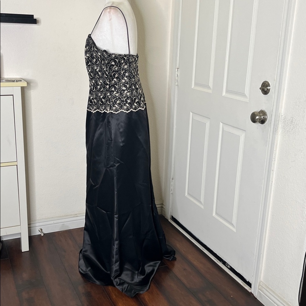 Vintage Y2K 90's Aspeed Women's Gold Floral Embroidered Maxi Dress Gown XL Prom - Picture 5 of 9